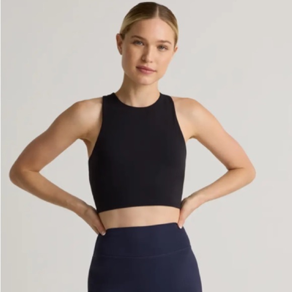 New! Quince Ultra-Form High-Neck Cropped Tank top black nwt 3575 - Picture 1 of 11